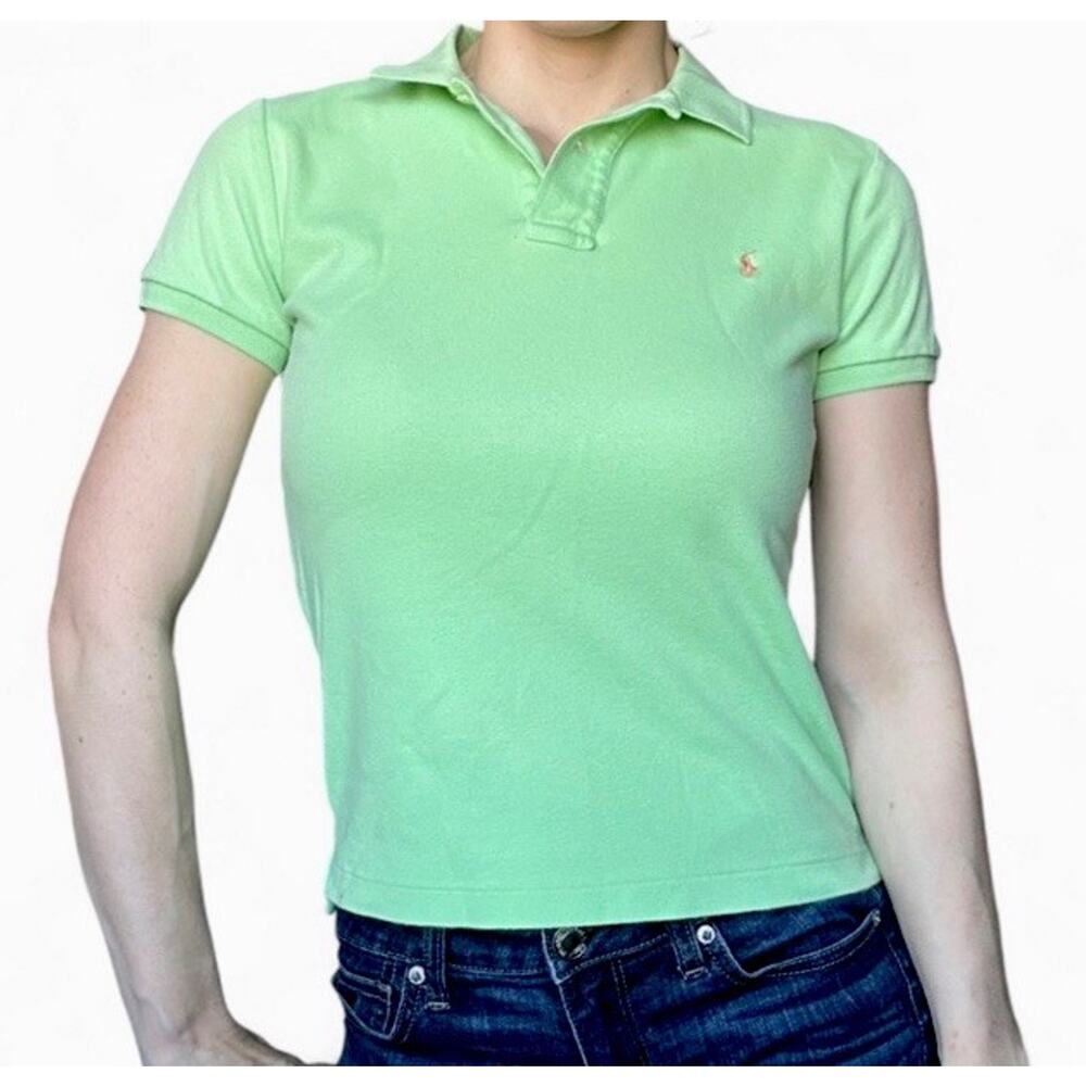 Vintage Ralph Lauren Sport Green Short Sleeve Polo Shirt Women’s Medium Slim Fit